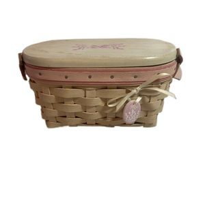 Longaberger - Horizon of Hope Whitewash Basket w/ Protector & Lid